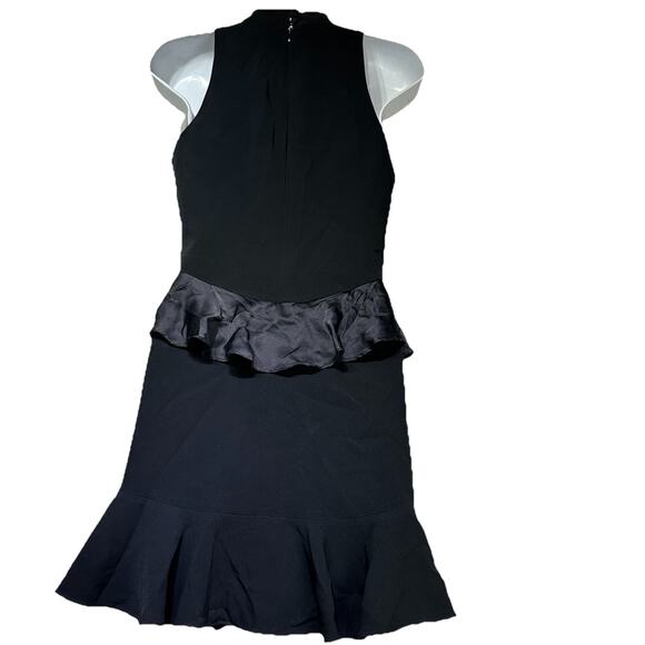 Cinq à Sept Black Ruffle Halter Dress Size 4 Cocktail Party Fit & Flare - Picture 3 of 6